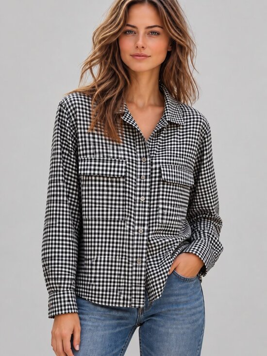 Club Monaco Tops - Pure cotton, Club Monaco Gingham Button-Up Shirt